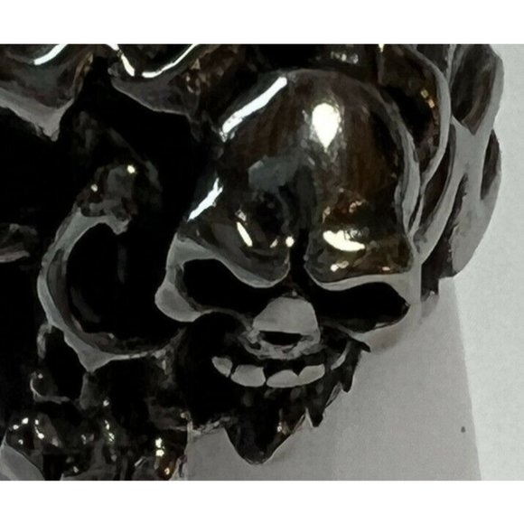 Jewelry Ring New Stainless Steel Skull 10 mm Biker Silver Tone Never Rust S-7.75 - Picture 4 of 5